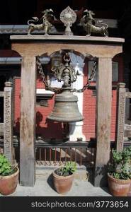 Bronze bell in buddhist temple in Patan, Nepal