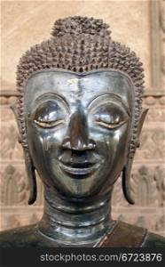 Bronze Buddha in wat Phra Keo, Vientiane, Laos