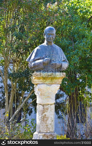 Bronze Bust of the Pope Paulus Sixth on the Mount Tabor in Israel