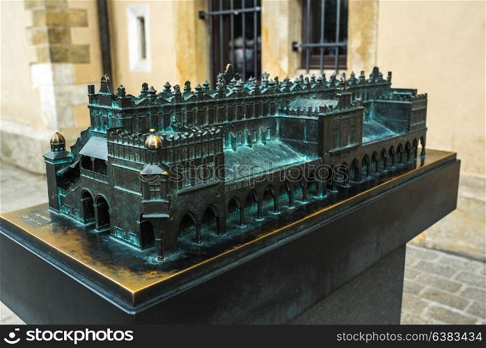 bronze cast miniature attractions and architecture of Krakow in Poland