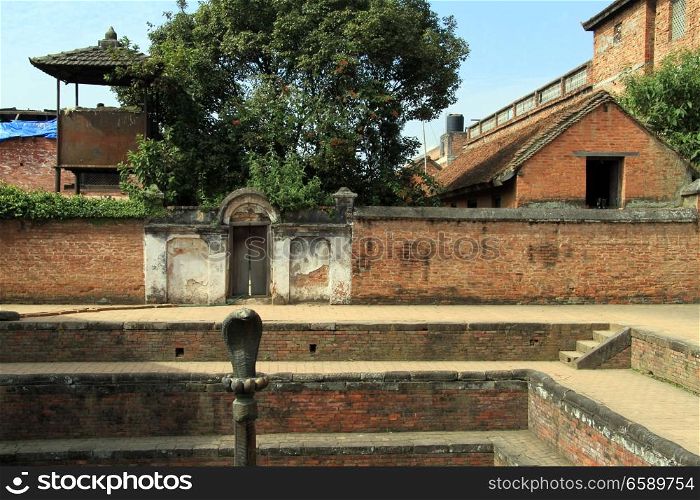 Bronze cobra and fountain in king&rsquo;s palace in Bhaktapur, Nepal