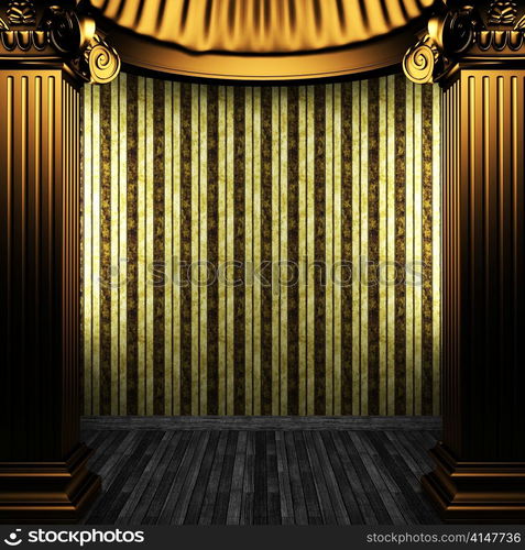 bronze columns and wallpaper made in 3D