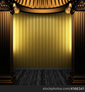 bronze columns and wallpaper made in 3D