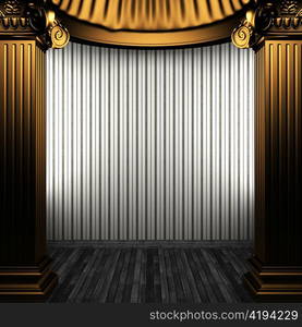 bronze columns and wallpaper made in 3D