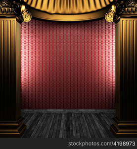 bronze columns and wallpaper made in 3D