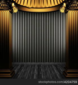 bronze columns and wallpaper made in 3D