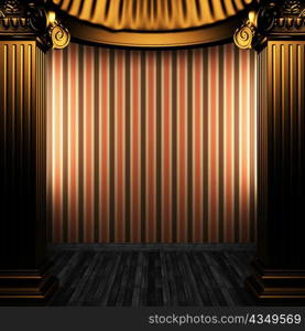 bronze columns and wallpaper made in 3D