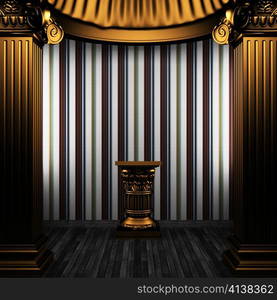 bronze columns, pedestal and tile wall made in 3D