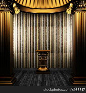 bronze columns, pedestal and tile wall made in 3D