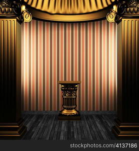 bronze columns, pedestal and wallpaper made in 3D