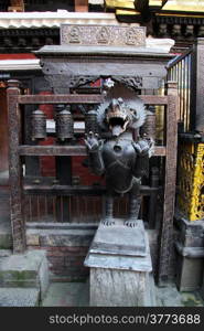 Bronze divinity in buddhist temple in Patan, Nepal