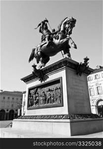 Bronze Horse. Caval ed Brons (Bronze Horse) monument in Piazza San Carlo, Turin