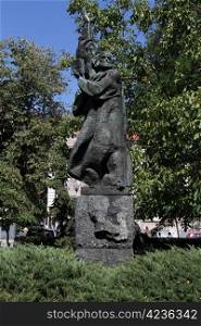 Bronze monument in park in Sophia, Bulgaria