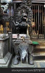Bronze sculptures in buddhist temple in Patan, Nepal