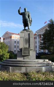Bronze statue of Semyon Kirov in Murmansk, Russia