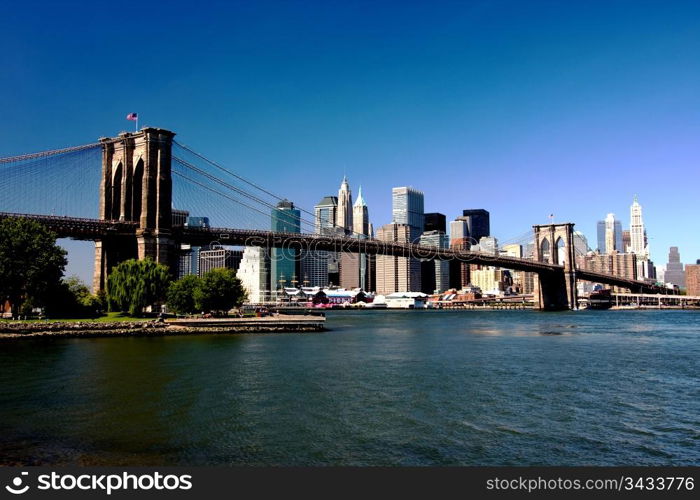 Brooklyn Bridge and lower Manhattan, New York