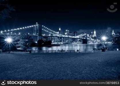 Brooklyn Bridge and Manhattan, New York, night scene
