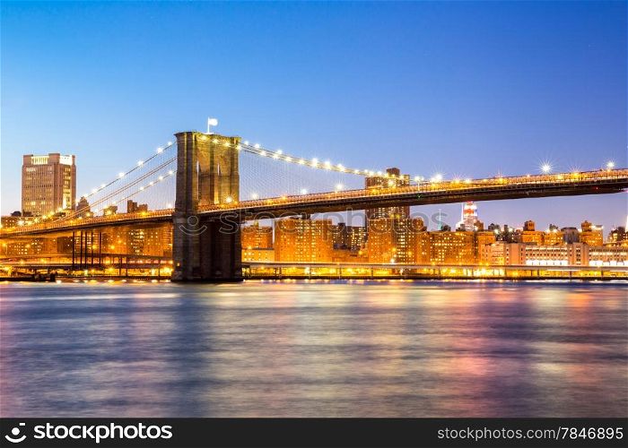 Brooklyn bridge at dusk, New York City