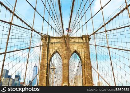 Brooklyn bridge pillar, New York City, USA