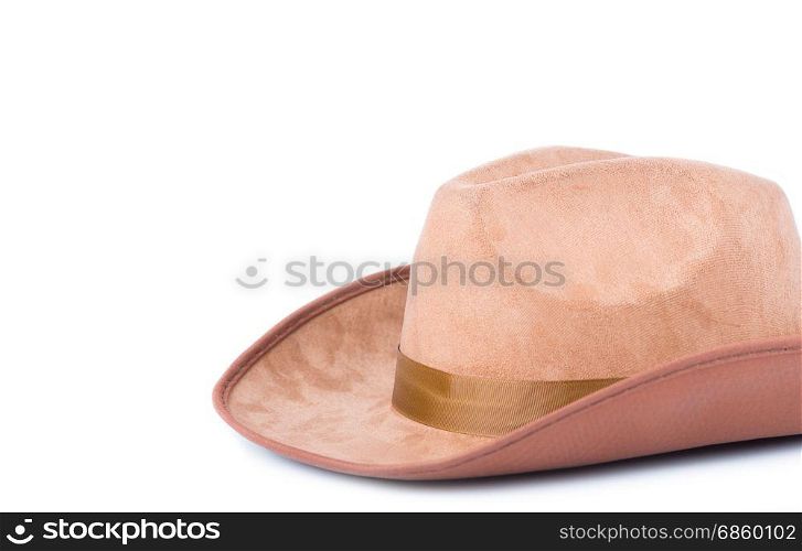 Brown adventure hat with white background
