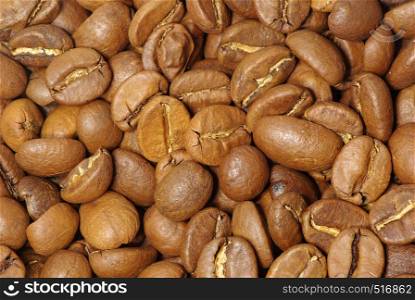 Brown background from coffee grains