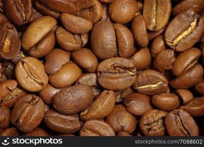 Brown background from coffee grains