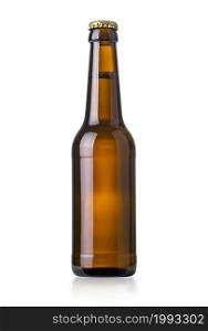 brown beer bottle isolated on white background with clipping path