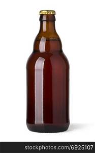 brown beer bottle isolated on white with clipping path
