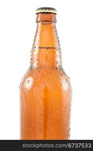 brown beer bottle isolated over a white background