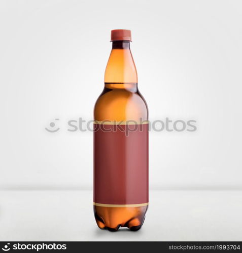 Brown Beer Bottle Mock-Up isolated on white - Blank Label