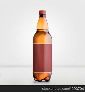 Brown Beer Bottle Mock-Up isolated on white - Blank Label