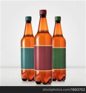 Brown Beer Bottles Mock-Up isolated on white - Blank Label