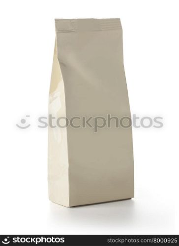 Brown Blank Foil Food Snack Sachet Bag Packaging For Coffee, Salt, Sugar, Pepper, Spices, Sachet, Sweets, Chips, Cookies. With clipping path