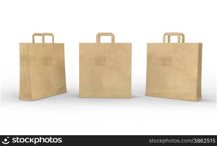 Brown blank paper bag isolated on white with clipping path , work path . template for your design.