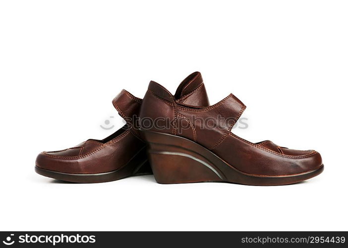 Brown boots isolated on the white background