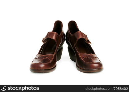 Brown boots isolated on the white background