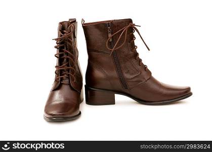 Brown boots isolated on the white background