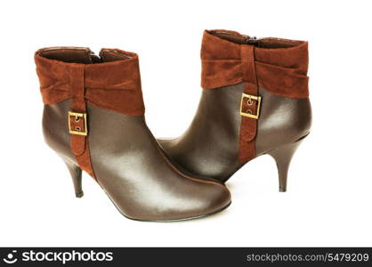 Brown boots isolated on the white background