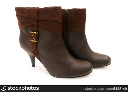 Brown boots isolated on the white background