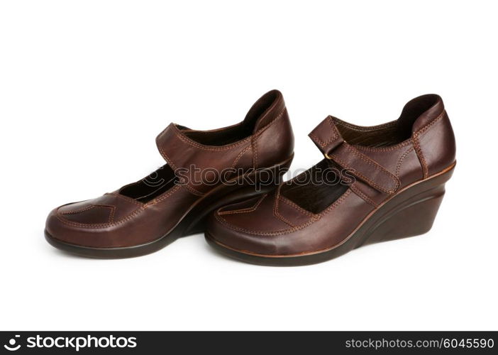 Brown boots isolated on the white background