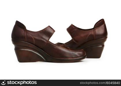 Brown boots isolated on the white background