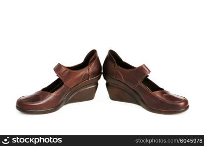 Brown boots isolated on the white background