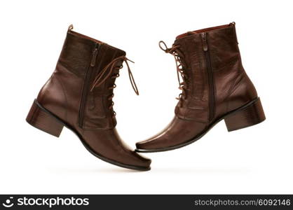 Brown boots isolated on the white background