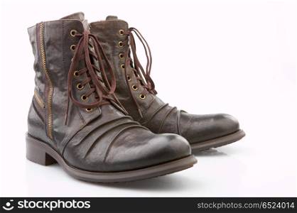 Brown boots on the white background, isolated. Boots