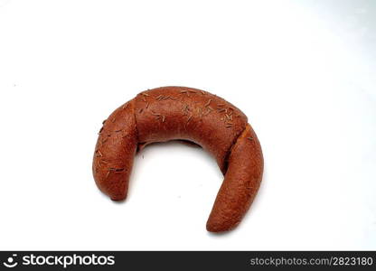 brown bread with grains - isolated on white background