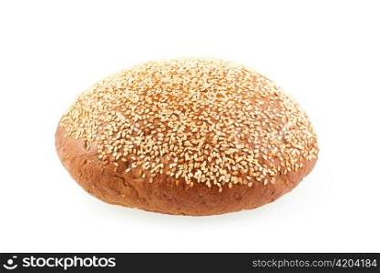 brown bread with sesame isolated on white background