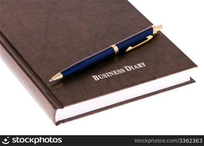 brown business diary isolated on white background