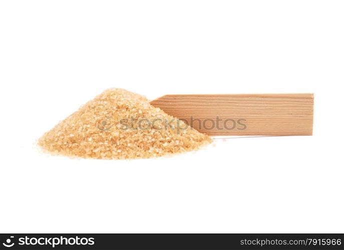 Brown cane sugar at plate