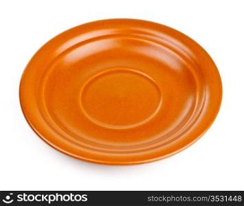 brown ceramic saucer isolated on white background