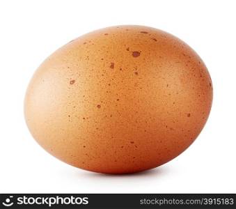 Brown chicken egg speckled isolated on white background